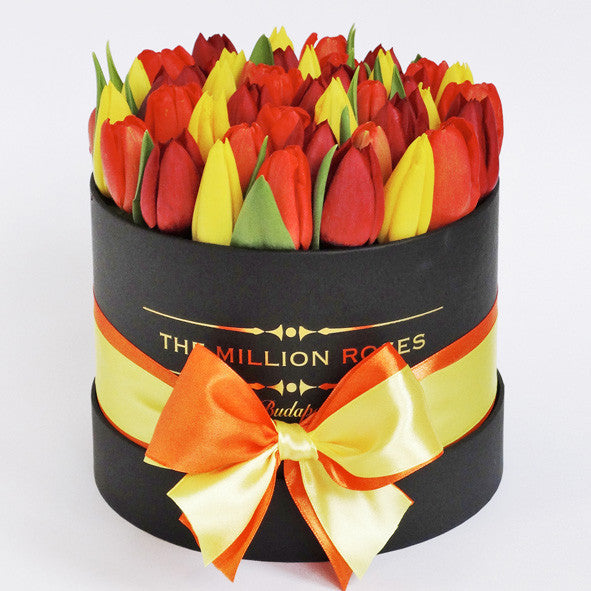 Cutie elegantă cu mix de lalele- Red blossom