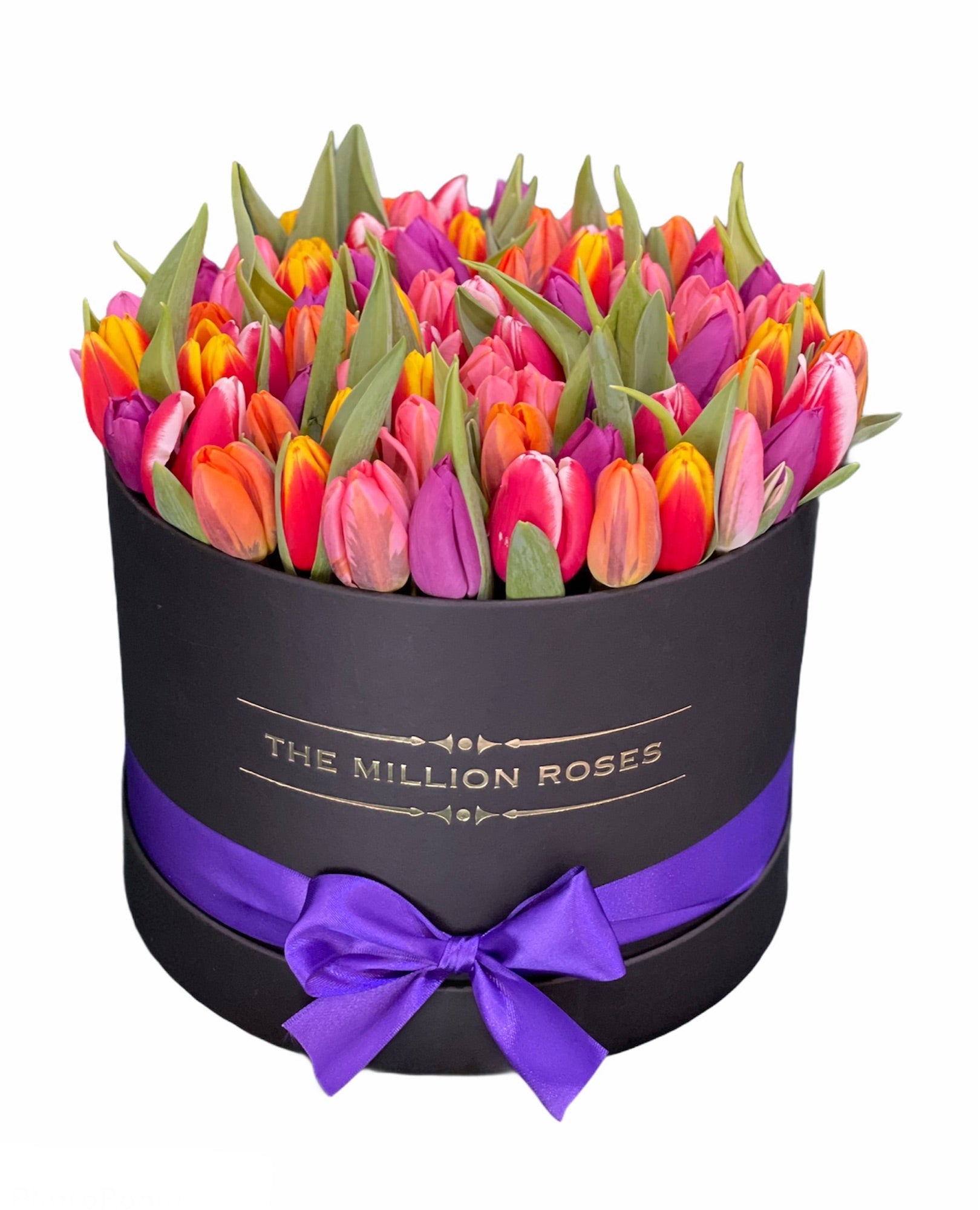 Aranjament floral cu lalele mixte - cutie medie