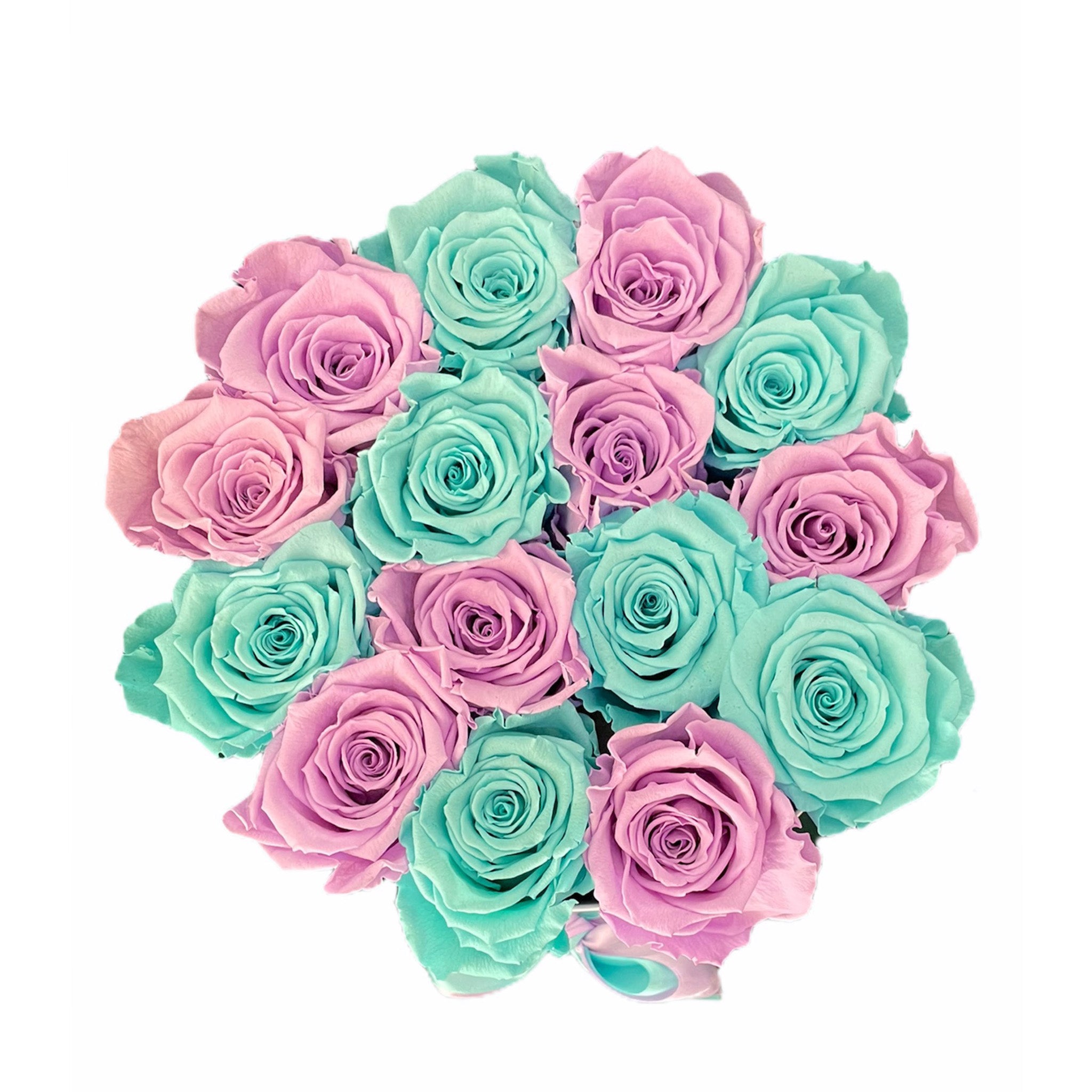 Candy collection - trandafiri criogenati mov & Tiffany in cutie mica
