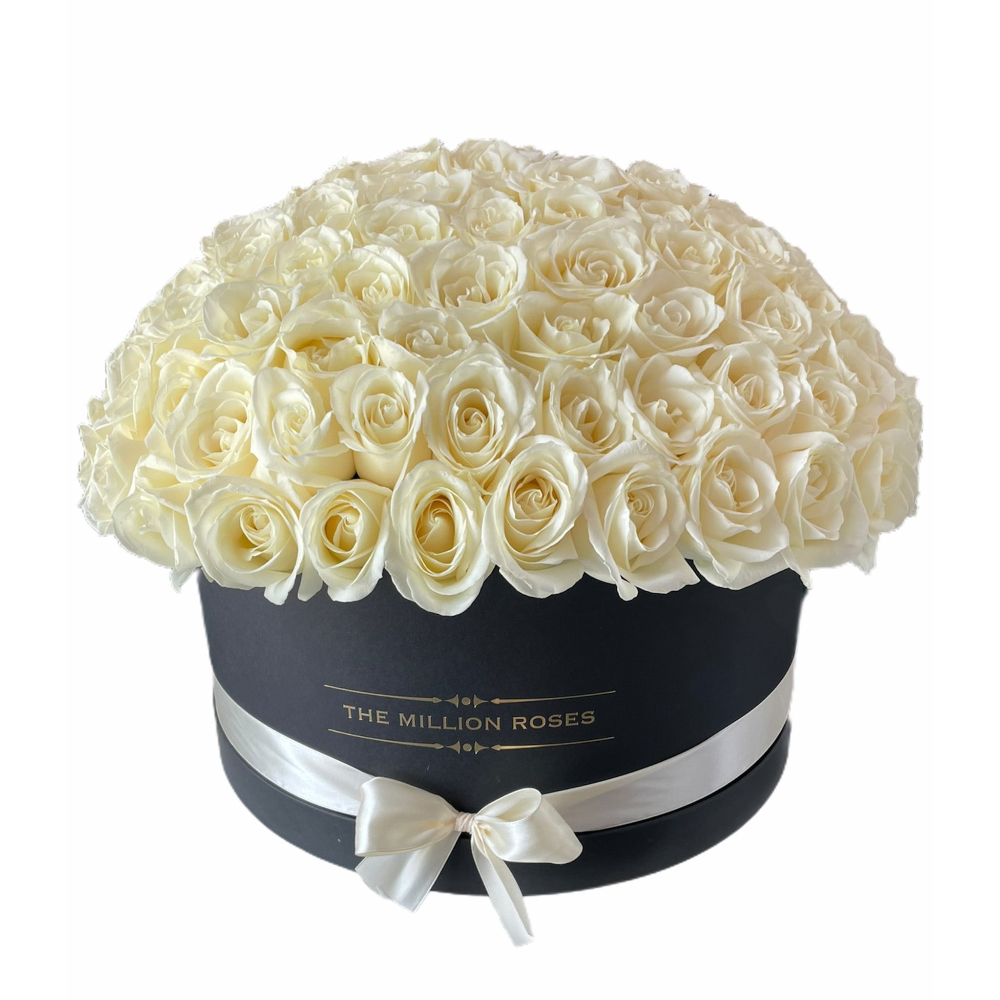 Aranjament imens din 151 de trandafiri albi in cutie mare